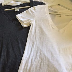 White and charcoal PINK basic tee bundle